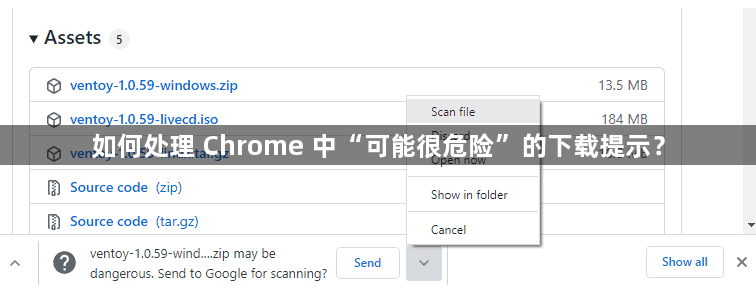 如何处理 Chrome 中“可能很危险”的下载提示？1